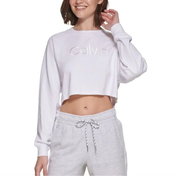 Calvin Klein Performance Women's Embroidered Logo Cropped Sweatshirt - Picture 1 of 1